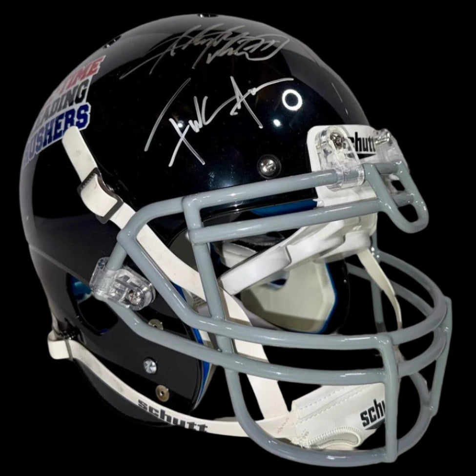 All Time Leading Rushers - Running Back Legends Emmitt Smith, Frank Gore, Barry Sanders, Adrian Peterson Signed Full-Size Black Schutt Helmet - Tristar COA